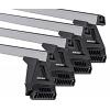 Rhino-Rack JA0919  Heavy Duty Bars Silver RL150 4 Bar System Roof Rack For Land Rover Defender 110  5 Door SUV with Rain Gutters 1990 to 2016